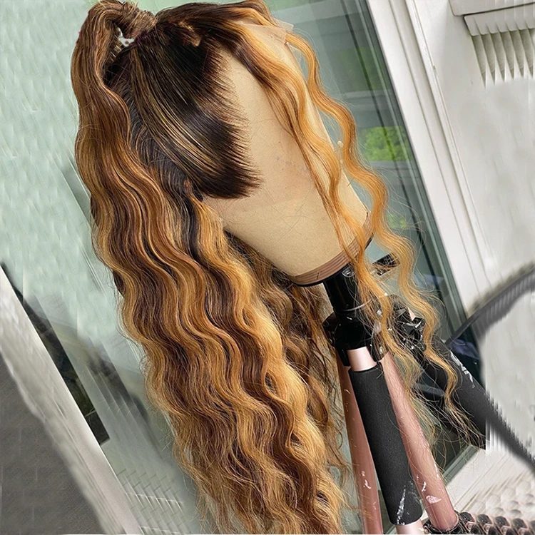 

Highlight deep wave lace front wig #4/#27 highlight deep wave wig human hair