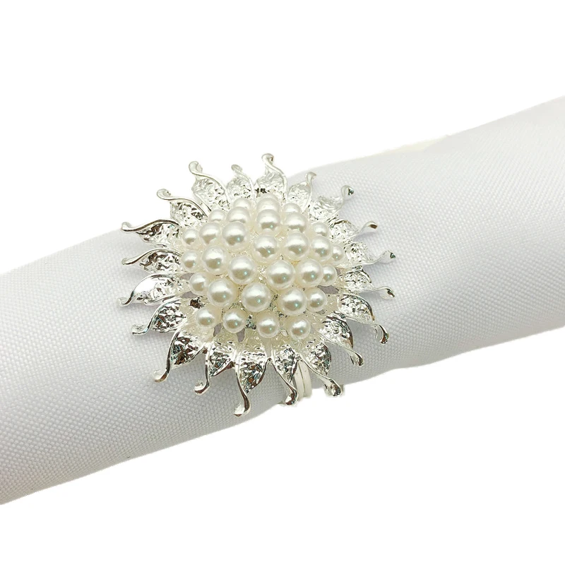 

Exquisite Metal Alloy Silver Sunflower Napkin Ring For Wedding, Various colors available