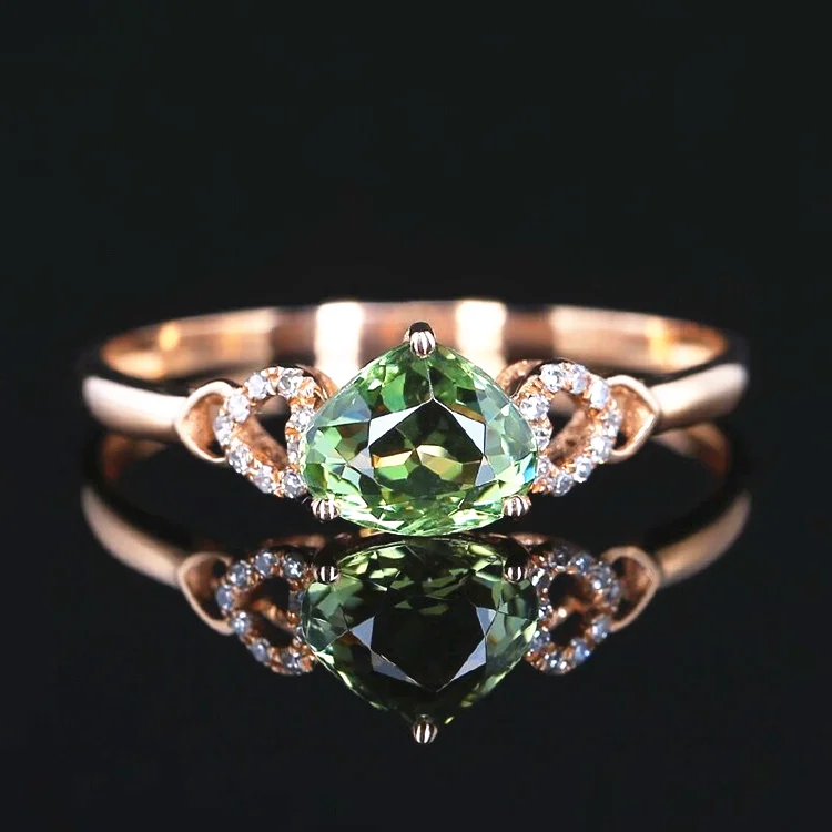 

SGARIT brand simple design class heart ring 18K yellow gold jewellery 1ct green tourmaline engagement custom rings