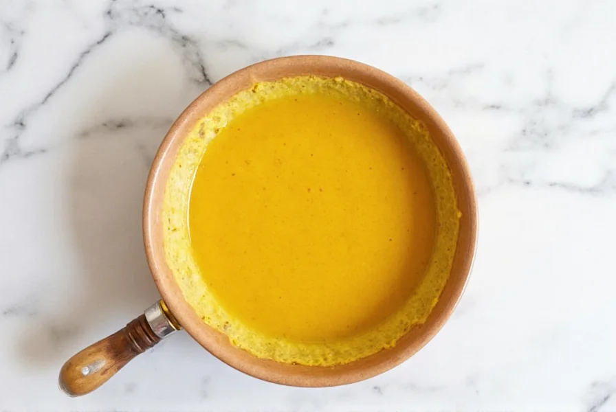 Goldenenes Honig-Kurkuma-Ingwer-Zimt-Getränk in einer Keramiktasse mit daneben angeordneten Zutaten