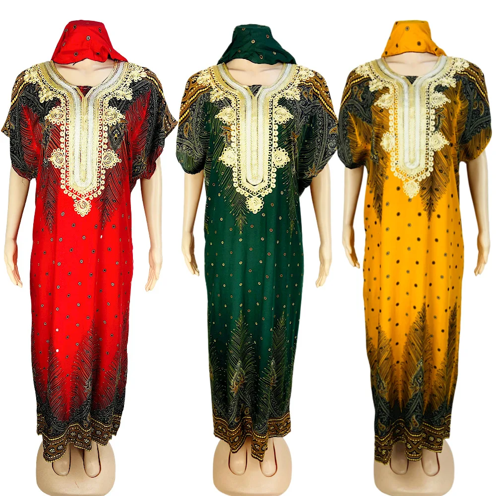 

Moroccan Turkish Dubai Kaftans Traditional African Women Dress With Scarf Caftan Dress Islamic Clothing Women, As pictures