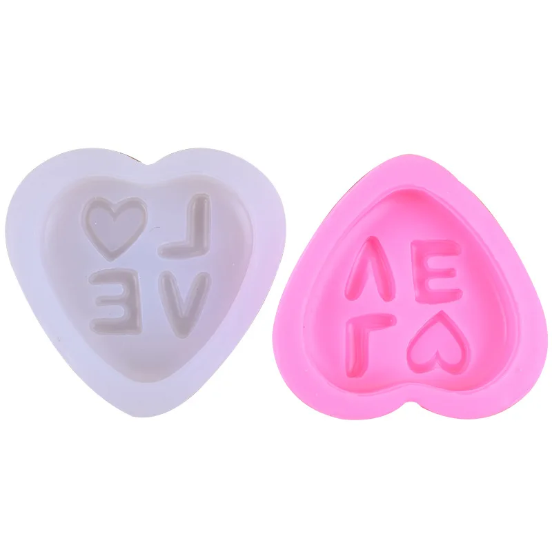 

1207 Valentine's day love handmade soap silicone mold diy letters LOVE heart-shaped fondant cake decoration candle mold, Transparent pink