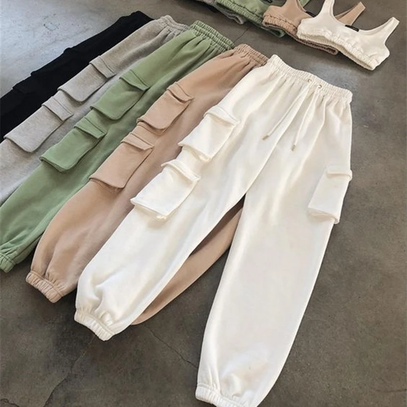 

casual cotton sweat jogger clothing cargo pants for women, Customized colors