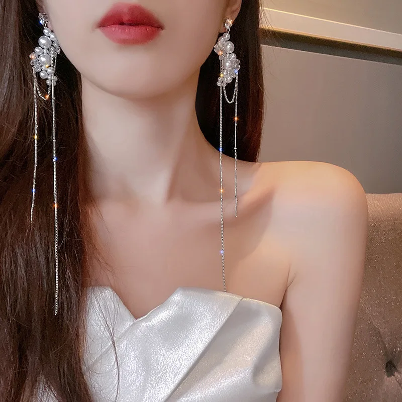 

fashion korean white long earrings for girls