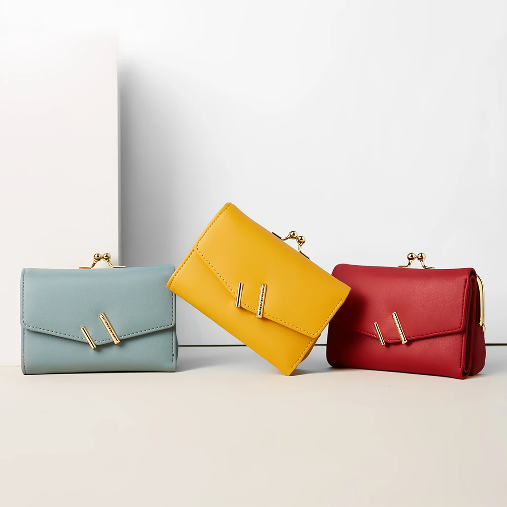 

2020 Pu Fashion New Style Short Style Good Metal Wallet for Woman, 5 colors