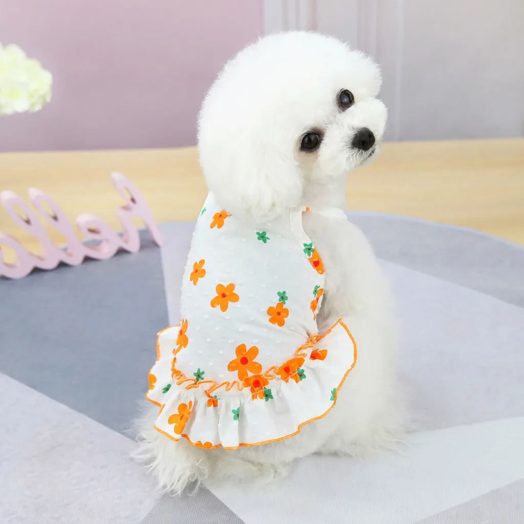 

Custom Wholesale Summer Pet Apparel Dog Flower Lace Suspender Dog Dress