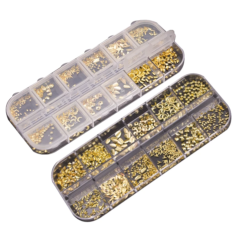 

Nail Art 3D Metal Gold/Silver/Rose Gold Color Stud Pearl Shell in Sets Nail Art Decoration RS010