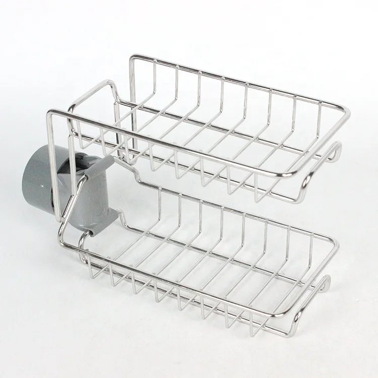 

Stainless steel Kitchen Faucet Sponge Holder Adjustable Sponge Storage Rack, Silver
