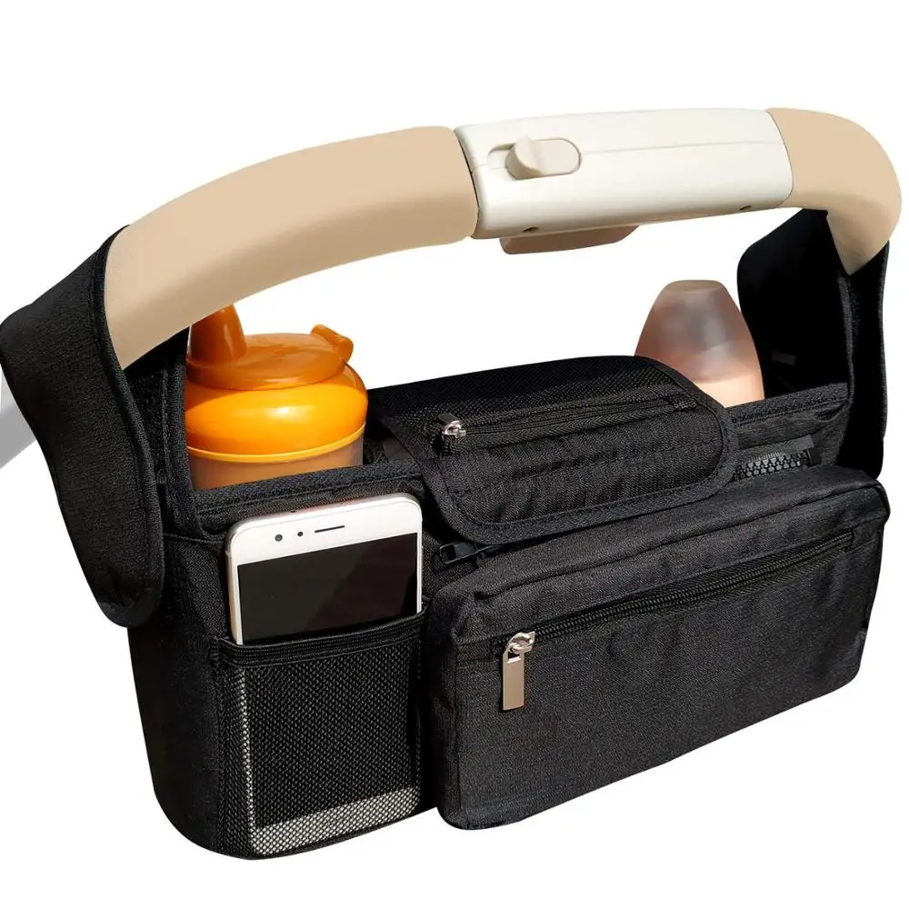 

Factory CUSTOM mummy baby stroller organizer bag wholesale thermal bottle holder baby car stroller hanging diaper bag