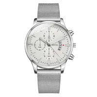 

WJ-8941 Foreign Trade Hot Alloy Mesh Calendar Man Quartz Watch Simple False Three Eye Casual Wristwatch Wholesale Spot Watches