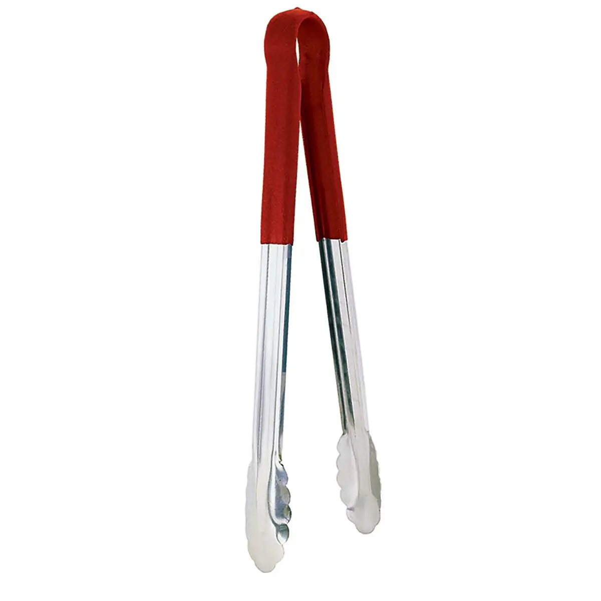 

Stainless Steel Cooking Tongs Set Heavy Duty Kitchen Food Tongs Soft Plastic Handle With Non Slip Design, Stainless steel with red or black plastic handle