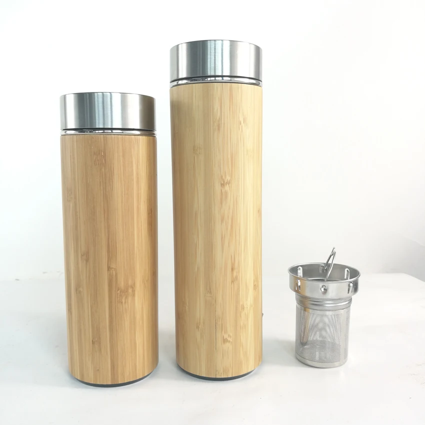 450ml Wood Bamboo Tumbler Gift Set Tea Coffee Thermal Flask Stainless