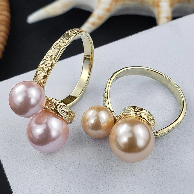 

twisted 2 pearls ring jewelry hawaiian plumeria flower rings wholesale