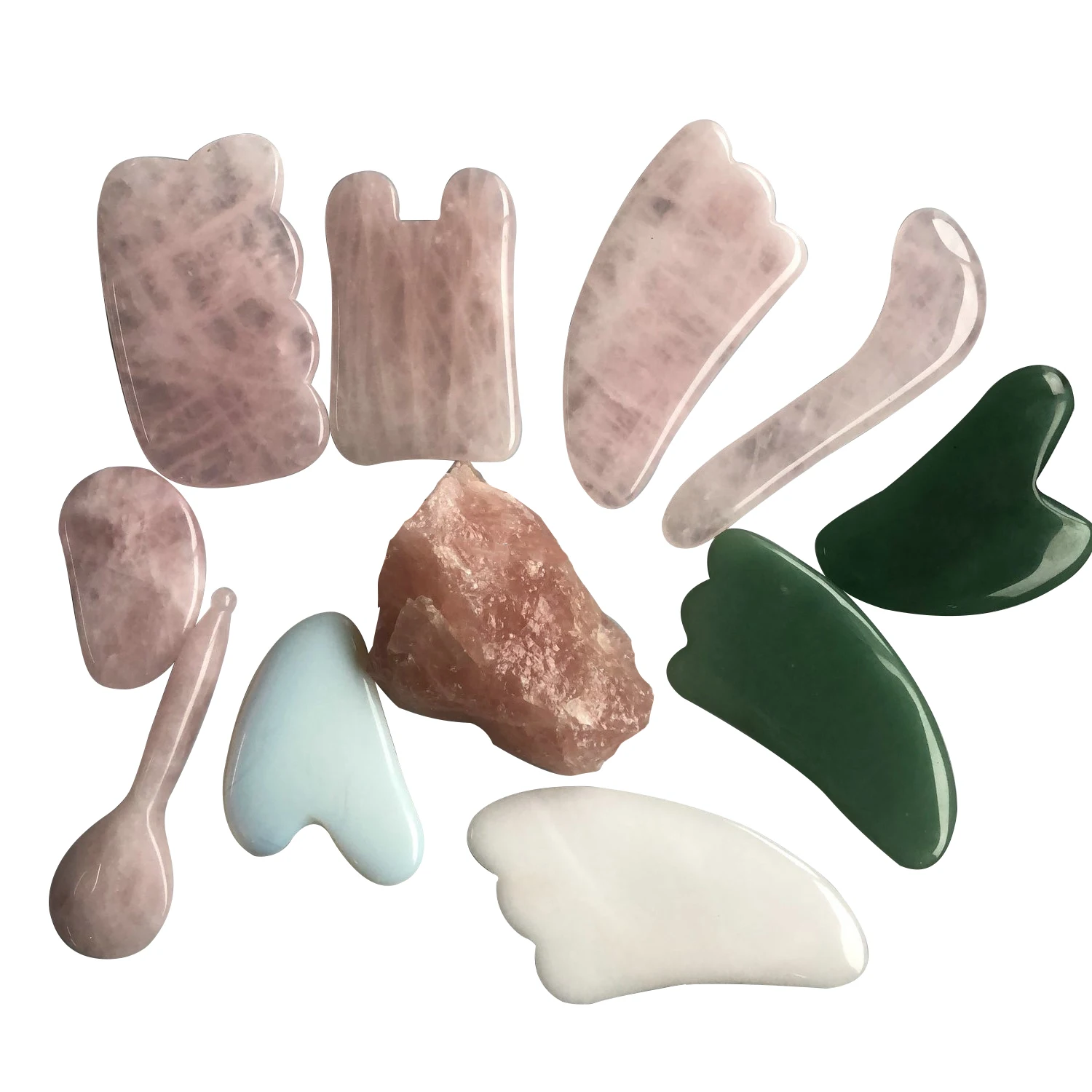 

Body Rose Quartz Jade Stone Gua Sha Scraping Massage Board Tool Set