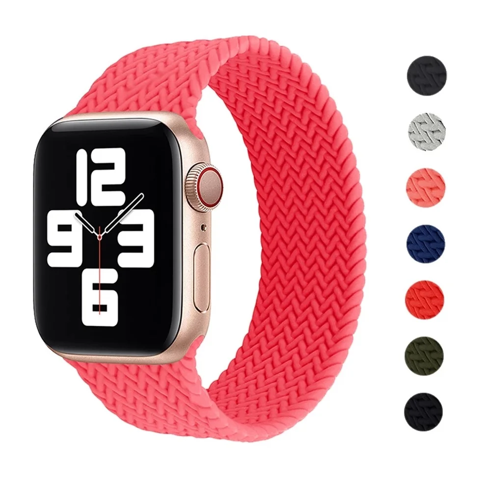 

Silicone Solo Loop band For Apple watch strap 44mm 40mm 38mm 42mm Texture Elastic belt bracelet iWatch 3 4 5 se 6 series band