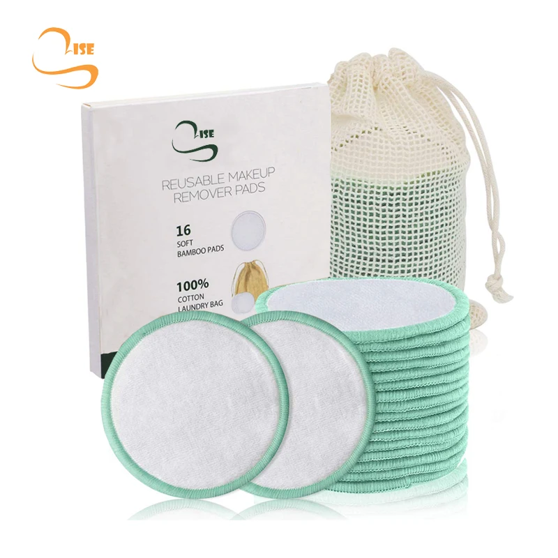 

Hot Sale  Zero Waste Soft Rounds Reusable Makeup Remover Pads Laundry Bag Set Women Bamboo Velour Wipes