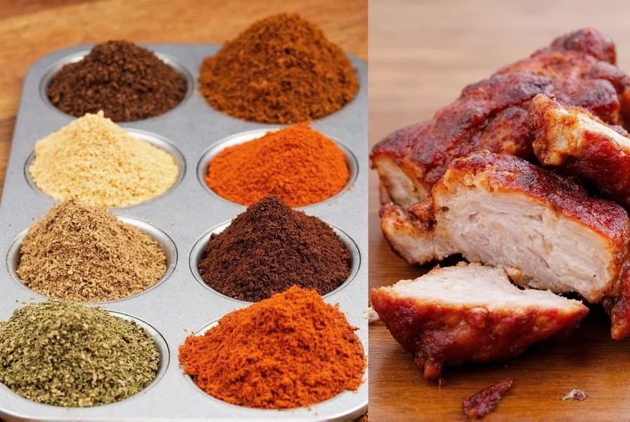 Spice rack next to baking pork ribs