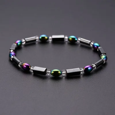 

2021 Hot Sale Handmade Beads Jewelry Women Foot Jewelry Energy Stone AB Color Plated Hematite Beads Anklets For Feet