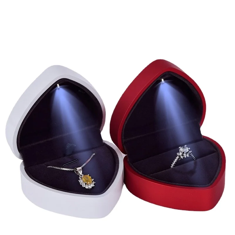 

Wedding proposal confession pendant ring packaging storage heart jewelry box with led light, Picture shows