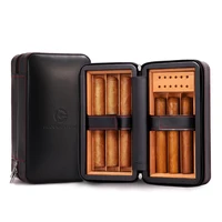 

Cedar Wood Cigar Humidor Travel Portable Leather Cigar Case, Cigars Box,Humidifier Humidor Box