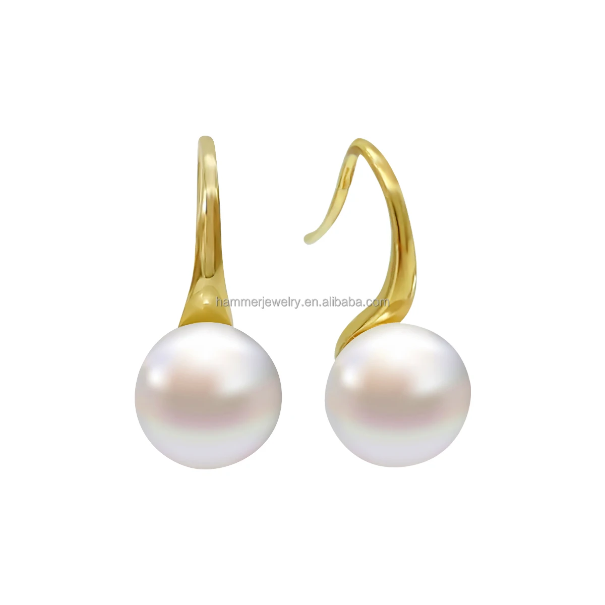 

Wholesale Classical Design 18K Pure Gold Freshwater Pearl Drop Earrings for Women Wedding Engagement Gift
