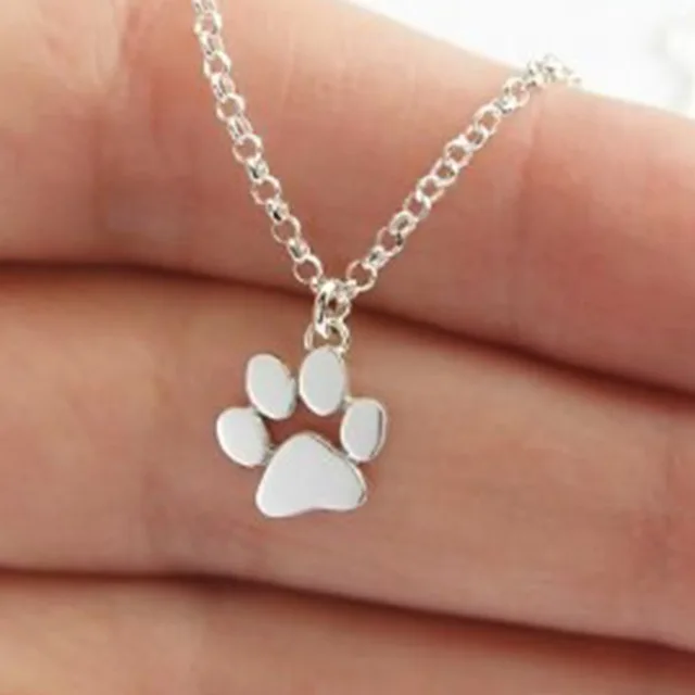 

Silver Color Gold Dog Cat Necklace For Women Jewelry Accessories Animal Paw Pet Choker Necklace Pendant Footprints New