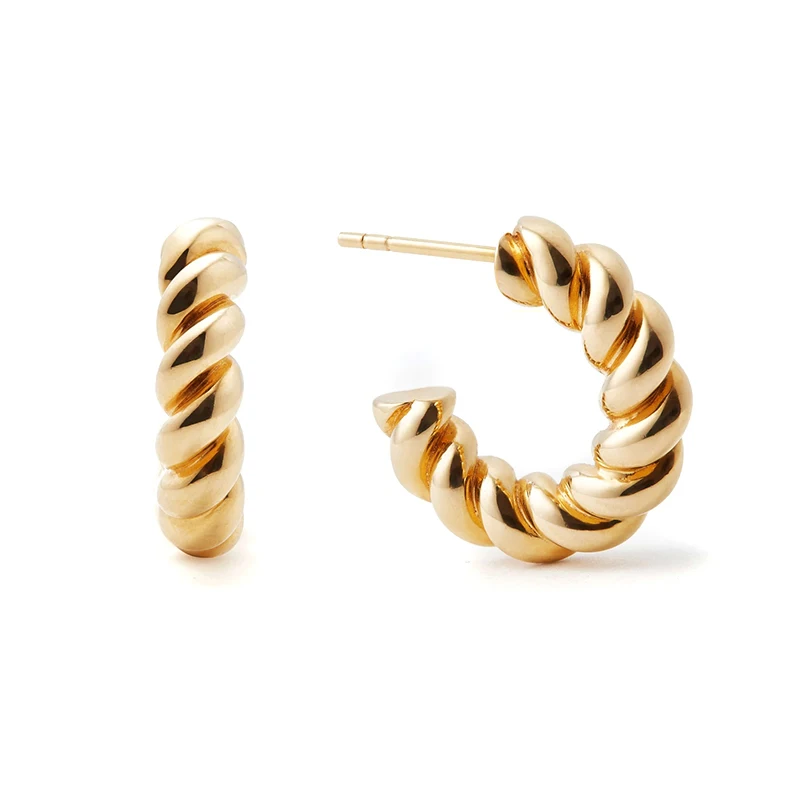 

Gemnel statement jewelry 925 silver 18k gold big twisted hoop earrings for women