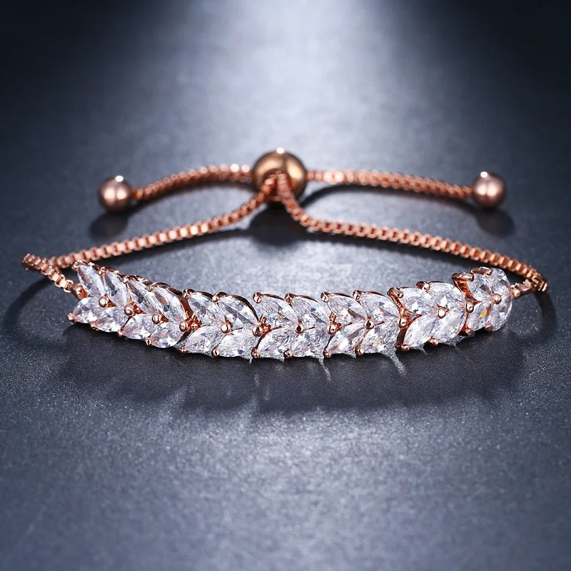 

Temperament zircon bracelet  leaf shape women bracelet jewelry for gift