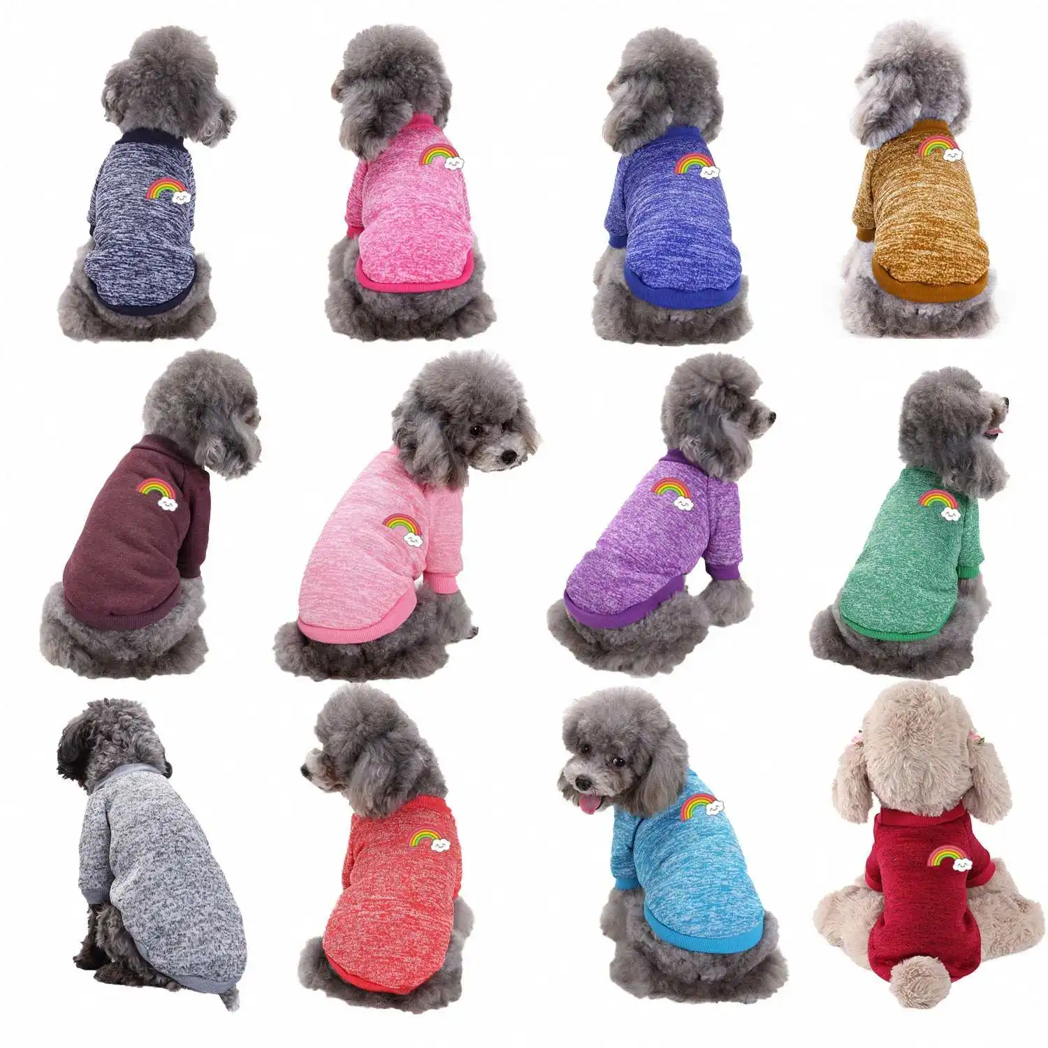 

Newest Popular Pet Clothes Pet Rai-nbow Print Sweater Warm Coat Dog Clothes, Picture