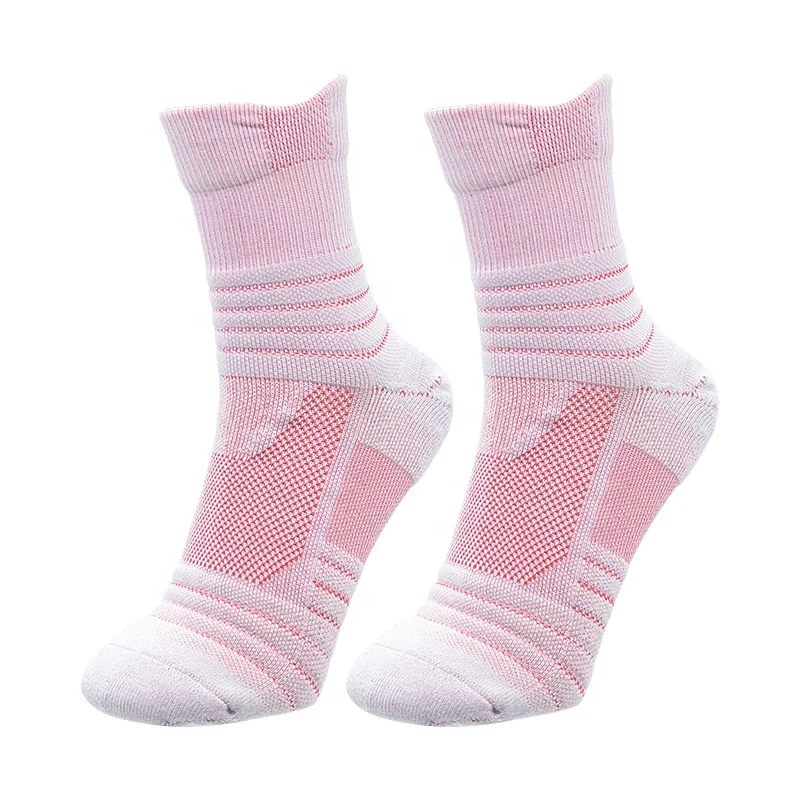 

Summer pink girl cool elastic compression sports socks 2021 super towel bottom new socks breathable, Custom color