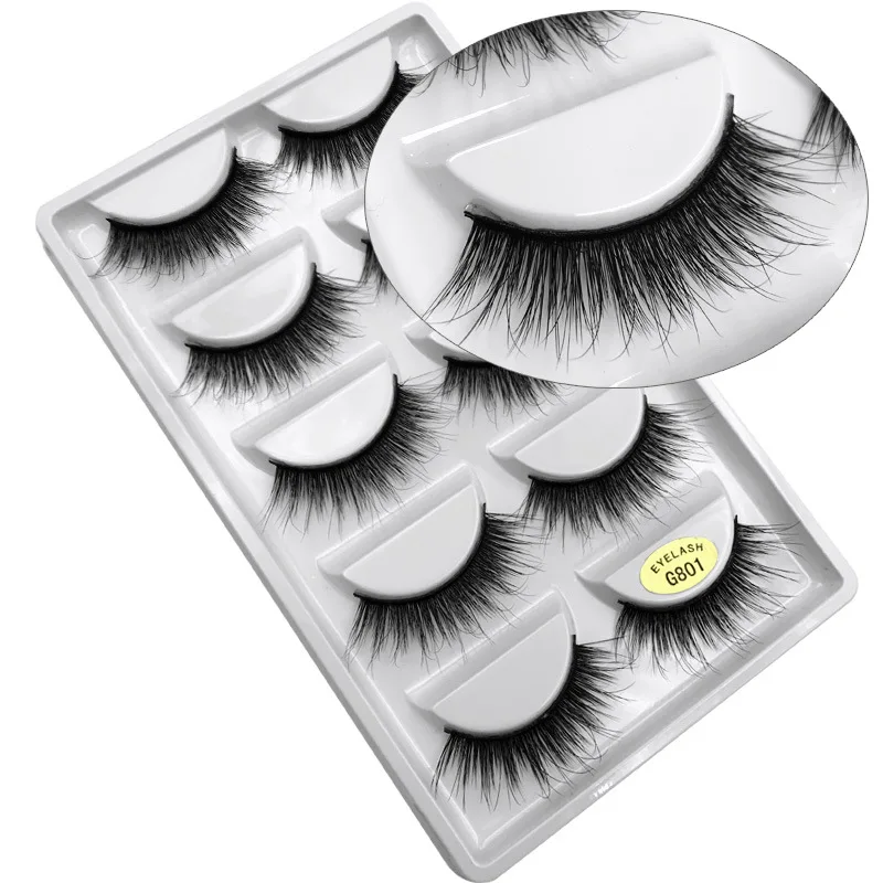 

5 Pairs Multipack 3D Soft Mink Hair False Eyelashes Handmade Wispy Fluffy Long Lashes Natural Faux Eye Lash