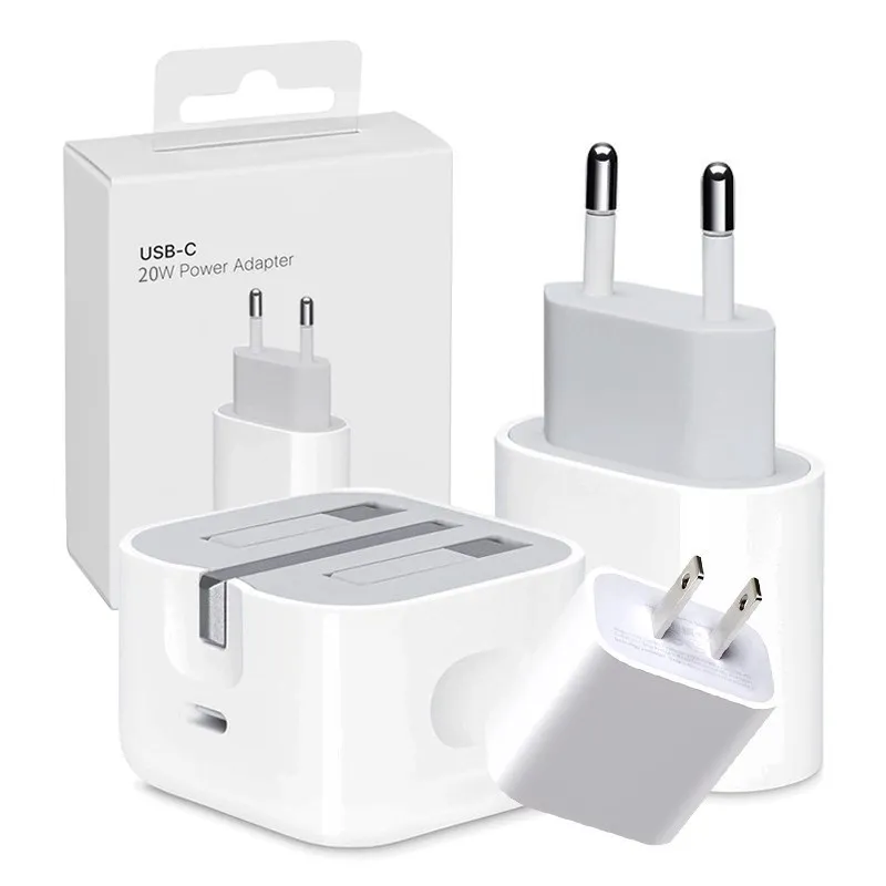 

Original Charger US/EU/UK usb Type-c Wall Charger Fast Charging PD 18W 20W Cable Charger for Iphone Plug Cable Box Power Adapter, White
