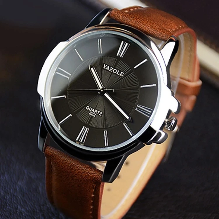 

Yazole 332 Top Sell Fashion Style Unique Large Dial Business Watch Gift 3atm waterproof leather wrist watches, 7 colors