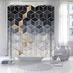 2021 Best Selling 3D Bath Printed Geometric Pattern Shower Curtain Ready To Ship