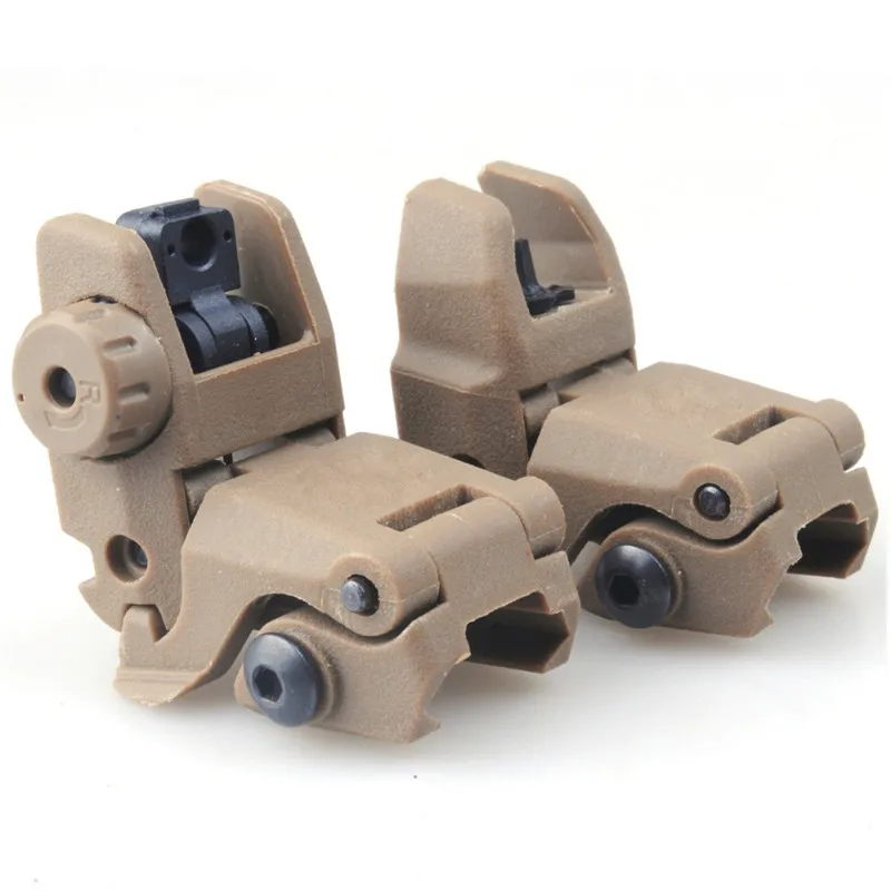 

Tactical ar15 accessories Folding Front & Rear Set Flip Up Backup Sights BUIS ar15 sights flip, Tan