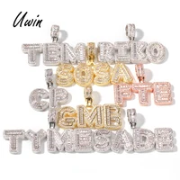 

HIP HOP Small CZ Baguette Letter Pendant Custom Name Necklace Women Rapper Connected Letter Pendant Jewelry