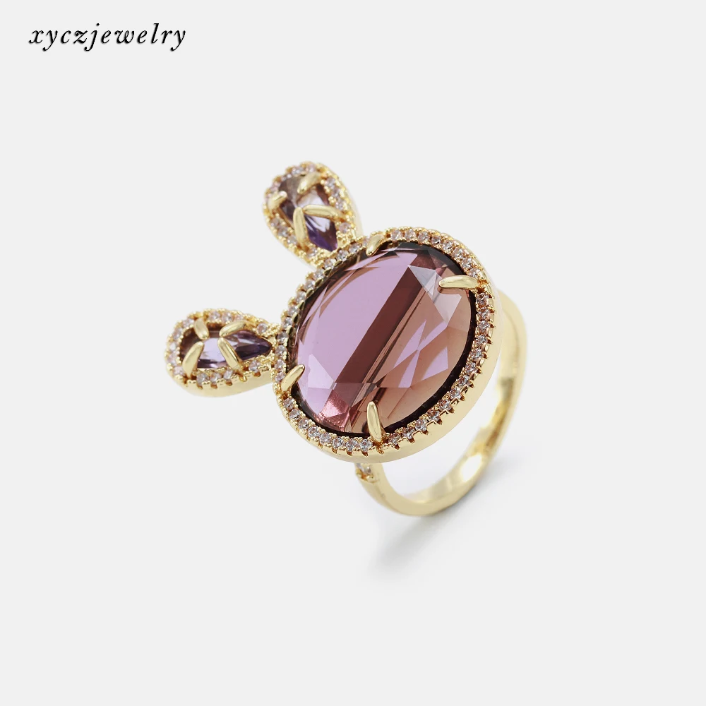 

beautiful rabbit glass ring jewelry gold women rabbit ring, Picture