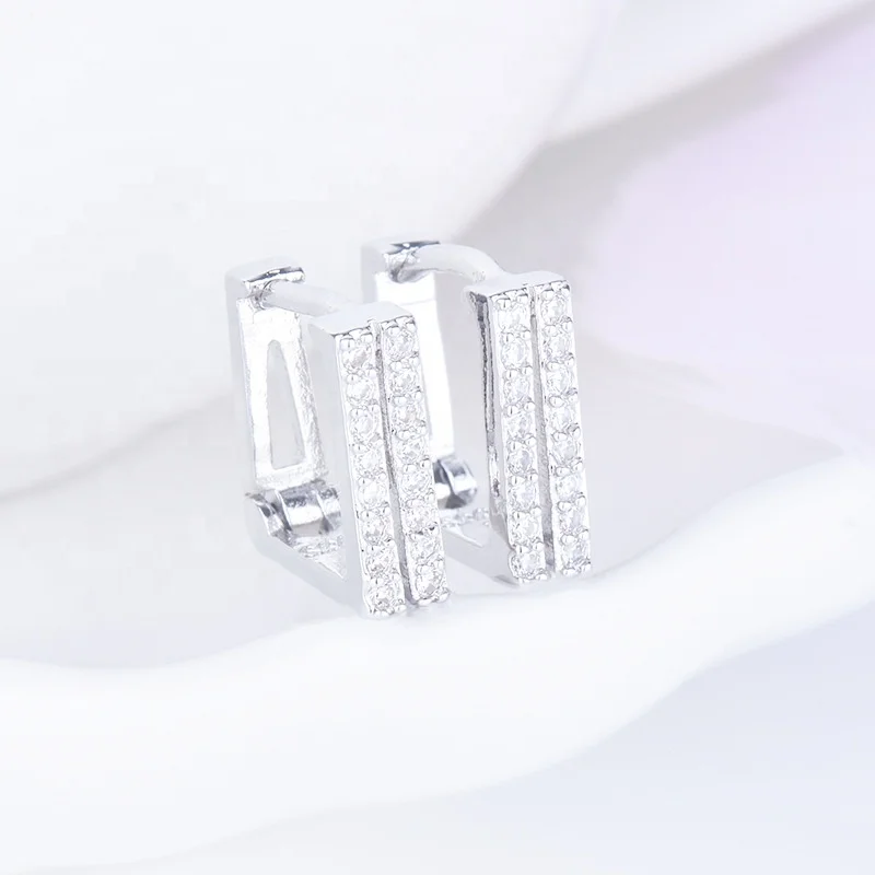 

Geometry Square Zircon Hoop Earrings for Women Lady Girls Jewelry Gift Earrings