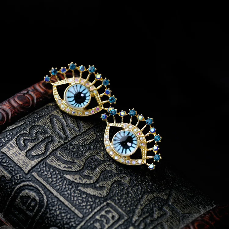 

EM1112 Fashion Crystal Glass Pearl Pave Evil Evileye Eye Charm Stud Earrings for Women Girls