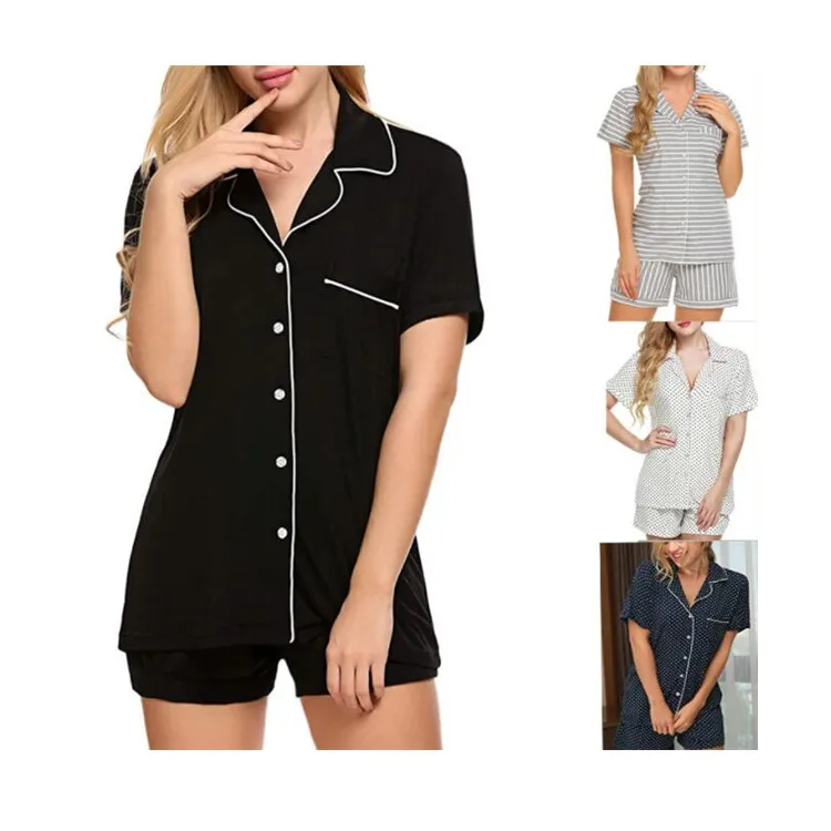 

2pcs Set Short Sleeve Casual Summer Women Pajamas with Short Pants ZGJ-0271