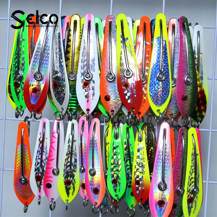 

Stainless steel trolling spoon kingfish 4" 10cm lure, More than 200 different colors