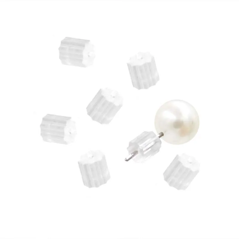 

1000pcs/bag Jewelry Accessories Supplies Transparent Gear shape Rubber Earring Back Silicone Ear Plug Blocked Caps Earrings Back, As picture