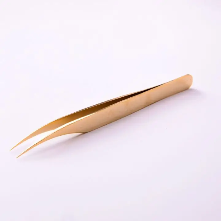 

private label custom logo gold color eyelash extensions volume tweezers