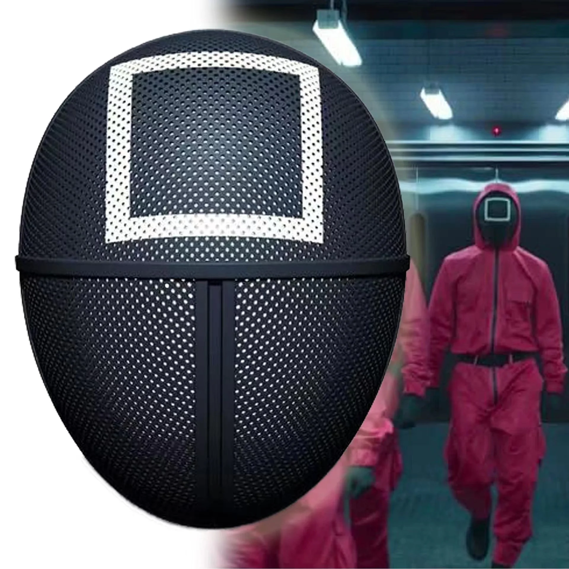 

Squid game Costume Mask Cosplay red black Jumpsuit belt Cosplay Halloween party Cosplay squid game Costume