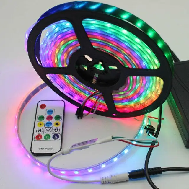 Double Row SMD 5050 Led Flexible Strip RGB Double Row RGB Led Strip 5050 60D 144D Rgb Apa102 Led Strip Light 12V