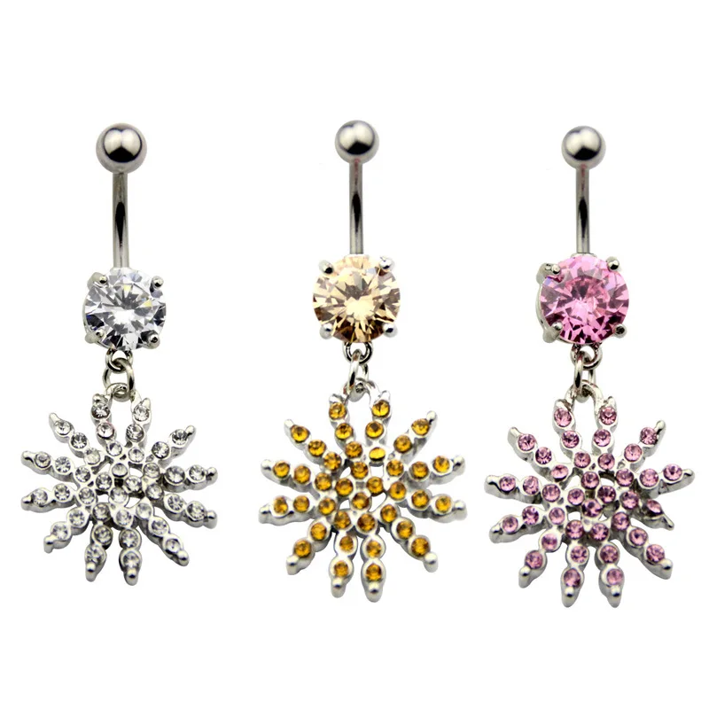 

Fashion Dangle Navel Ring Crystal Flower Belly Ring Body Piercing Jewelry