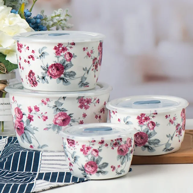 Mixing Bowls With Lids Food Storage Container Bowl Set Porcelain Soup