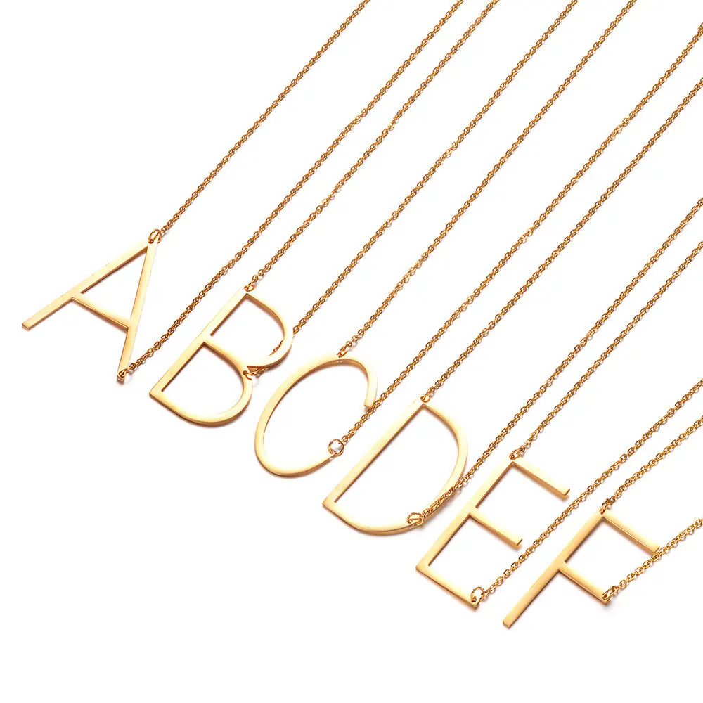 

selling Wholesale Latest Jewelry Stainless Steel Gold English Letter Hot Women Men Pendant Necklace, Silver gold