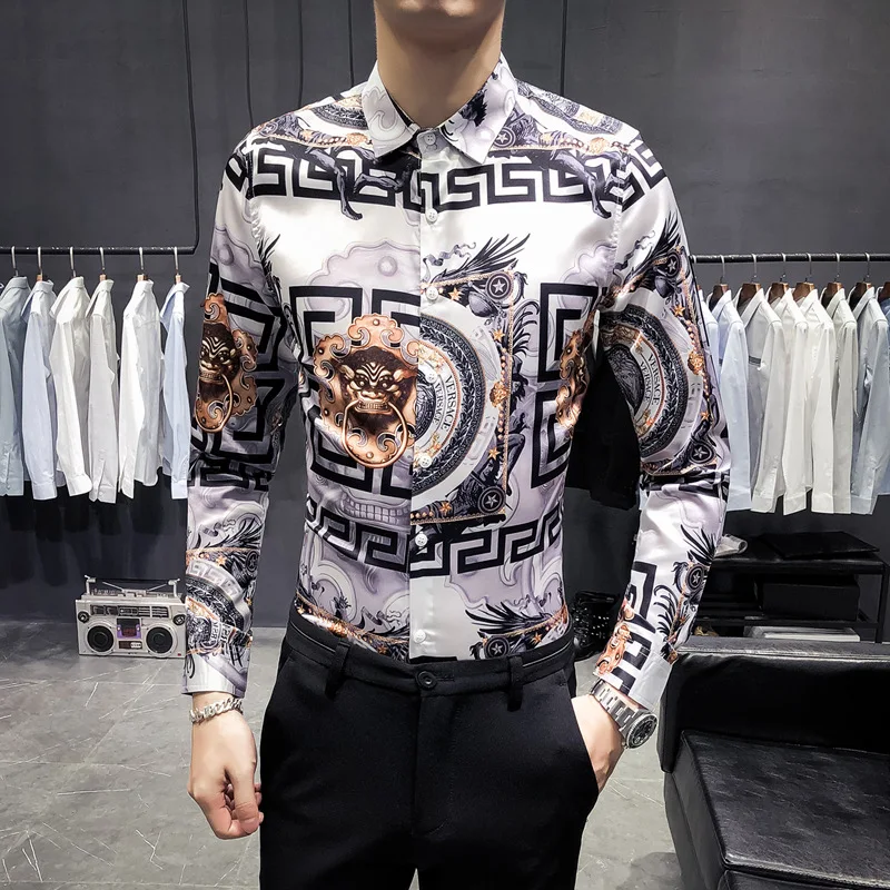 

Men slim-fit shirts Digital printing long sleeve shirt long-sleeve fishing shirt