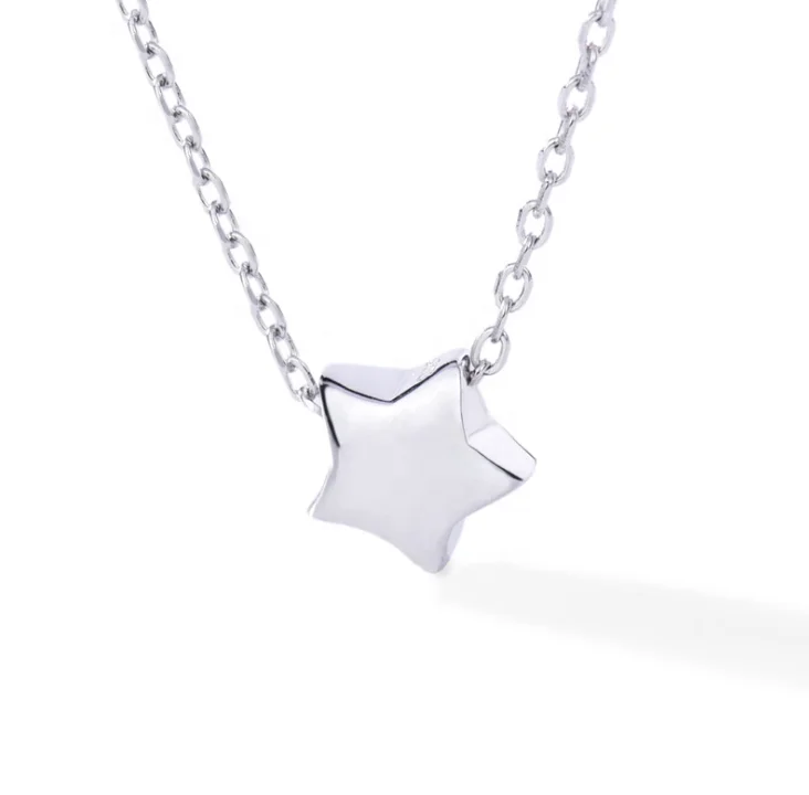

Personalized Minimalist Tiny Dainty 925 Sterling Silver Hollow Star Pendant Necklace, Sliver/gold